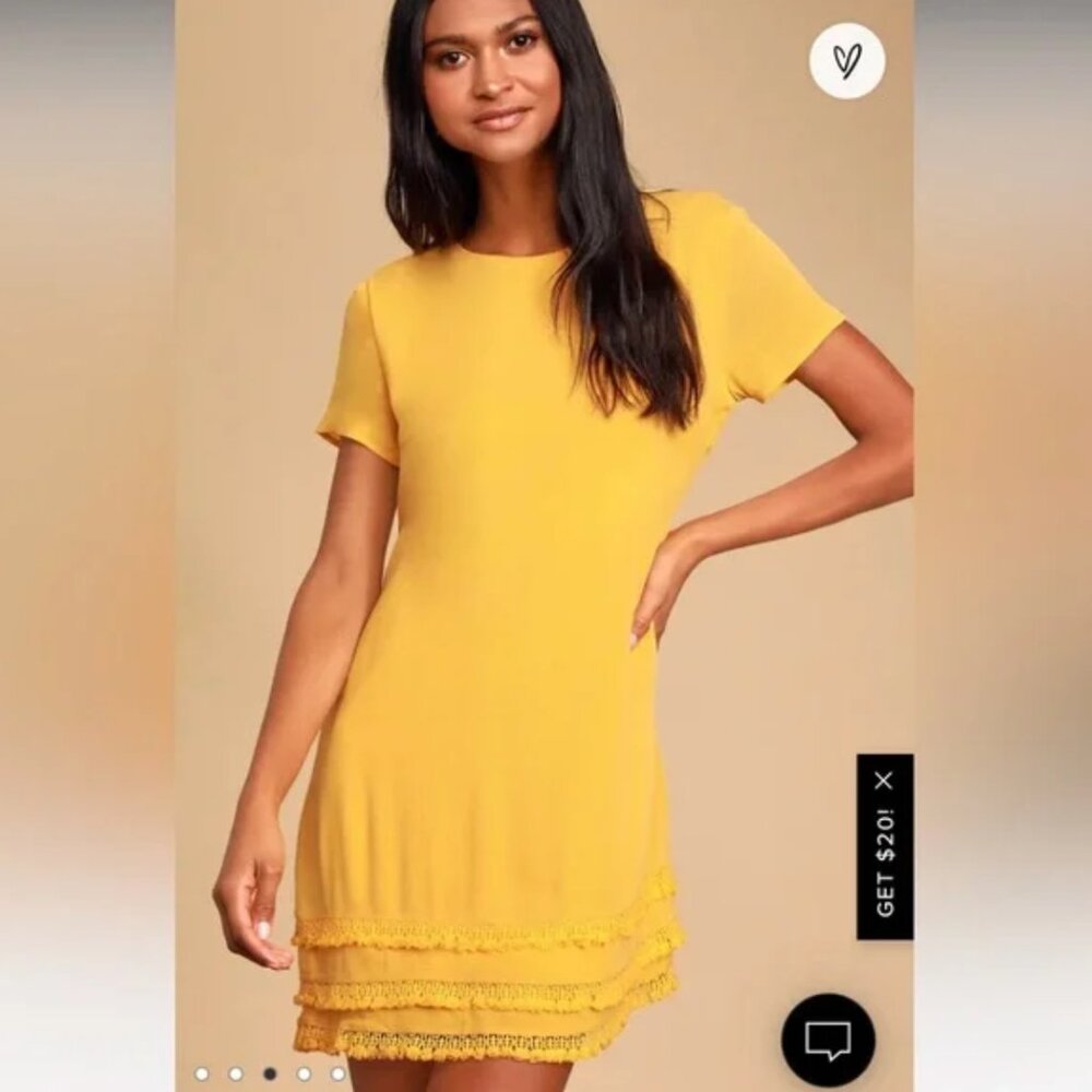 Lulus Buenos Aires Golden Yellow Shift Dress (NWT)